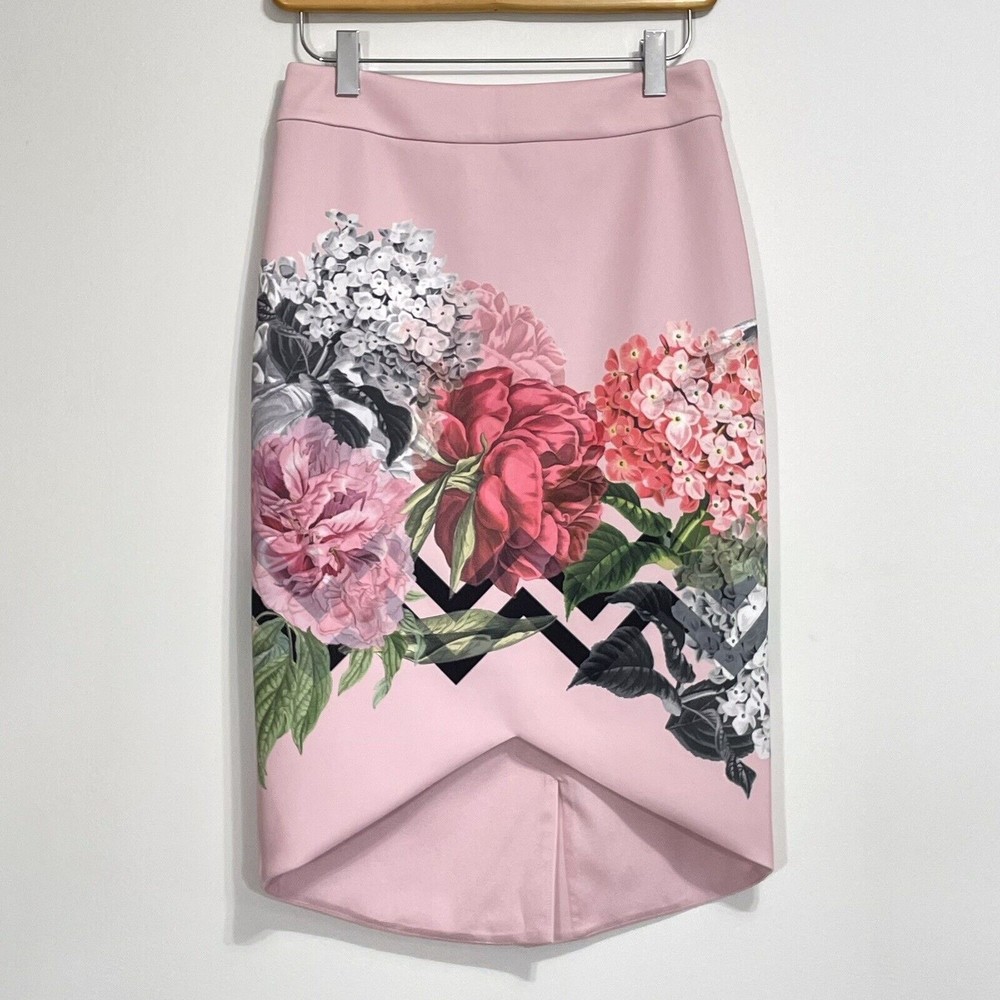 Ted Baker London Womens Size 4 US Soella Palace Garden Pencil Skirt Pink Floral